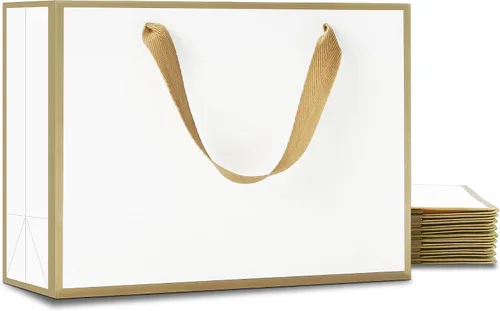 Miniatura 15 de YACEYACE Bolsas de regalo negras con asas, 10 bolsas a granel de 8 x 4 x 10.5 pulgadas para fiestas, cumpleaños, bodas, venta al por menor