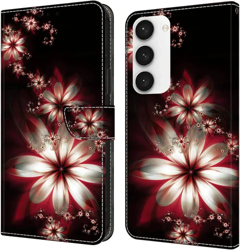 Miniatura 51 de Funda para Samsung Galaxy S23, cartera Flip Folio lindo 3D pintado de dibujos animados PU Funda de cuero PU para niñas mujeres ranuras para tarjetas