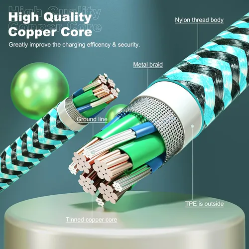 Miniatura 5 de Paquete de 3 cargadores de iPhone de 6 pies [certificado Apple MFi] Cable Lightning de ángulo recto de carga rápida, cable de automóvil para iPhone