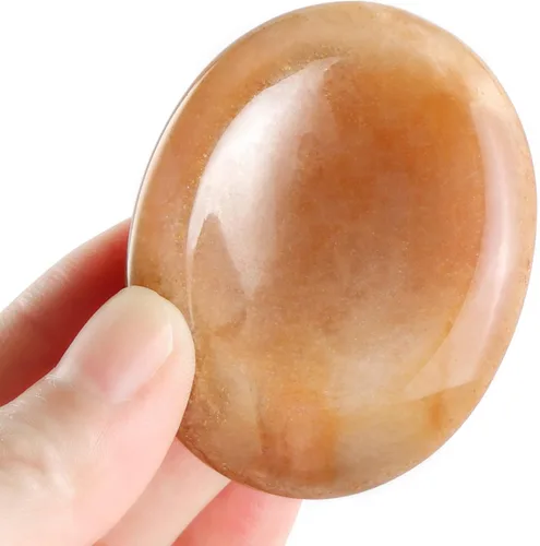 Miniatura 6 de Artistone 2 piedras de jade amarillo para reiki naranja, cristales de jade para curar la ansiedad, 2 pulgadas