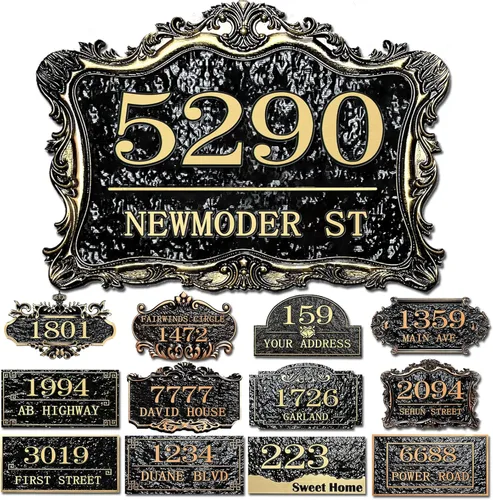 Miniatura 24 de Placa personalizada de dirección de casa, letrero de dirección de nombre de calle personalizado para números de casa, placa para buzón de garaje