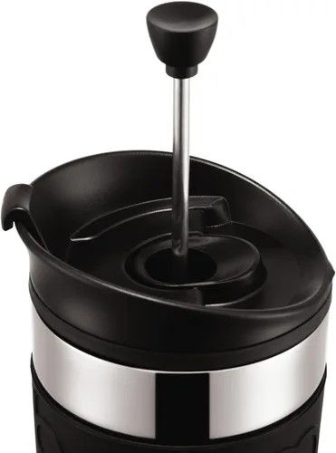 Miniatura 3 de BODUM Juego de cafetera de prensa francesa de viaje, acero inoxidable con tapa adicional, al vacío, 0.35 L/12 oz, negro