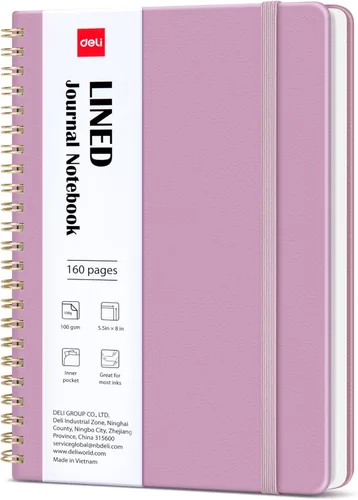 Miniatura 8 de deli Purple Lined Spiral Journal Notebook, 160 Pages, A5 (5.5"x8") Hardcover Writing Notebook, College Ruled Spiral Bound Journal for Women & Men