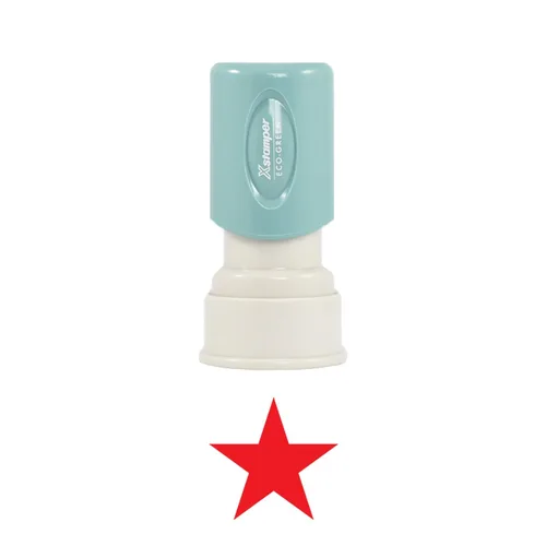 Miniatura 2 de 11309 Xstamper Star - Sello de goma preentintado, tamaño de impresión de 5/8 pulgadas de diámetro, color rojo