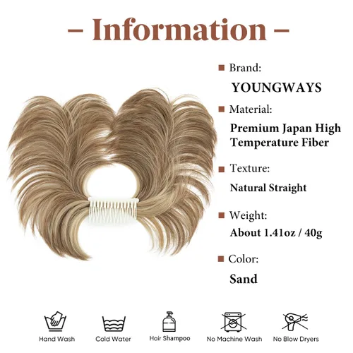 Miniatura 79 de Postizo de Cabello de Moño Desordenado Peine Lateral Clip en Moño de Cabello Postizo para Mujeres Corto Natural Liso Estilos Versátiles Ajustables