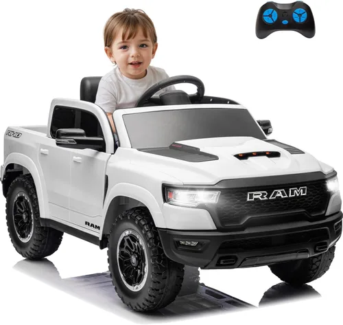 Miniatura 8 de YOFE Ram 1500 RHO - Auto de paseo para niños, camión eléctrico de 12 V con control remoto, auto de juguete para niños con ventanas elevadas, Azul
