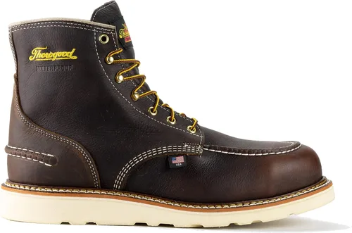 Miniatura 3 de Thorogood 1957 Series - Botas impermeables con punta de acero de 6 pulgadas para hombres, botas de seguridad de cuero de grano completo