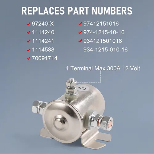 Miniatura 2 de Máx. 200A 12 voltios 3 terminales Relé solenoide de servicio continuo para carritos de golf, cabrestante resistente marino en Rush 24106 SPST 12VDC