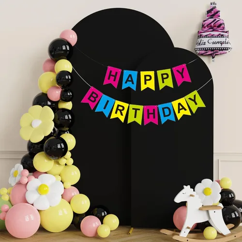 Miniatura 4 de Putros Funda para Arco de Boda 7.2 pies, Cubiertas de Soporte de Fondo Chiara de Spandex Negro Ajustado con Parte Superior Redonda de 6 pies, Juego