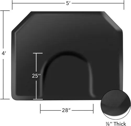 Miniatura 5 de Saloniture Alfombrilla antifatiga para silla de salón y barbería de 5 x 4 pies, hexagonal negro, 1 pulgada de grosor