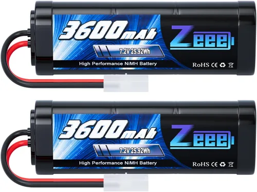 Zeee Batería NiMH RC de 7.2 V 3600 mAh con enchufe Tamiya de alta potencia para coche RC camión RC asociado HPI Losi Kyosho Tamiya Hobby (paquete de