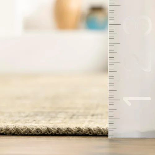 Miniatura 2 de nuLOOM Chana - Alfombra de área de tejido plano enmarcada con enrejado, 5 x 8 pulgadas, beige