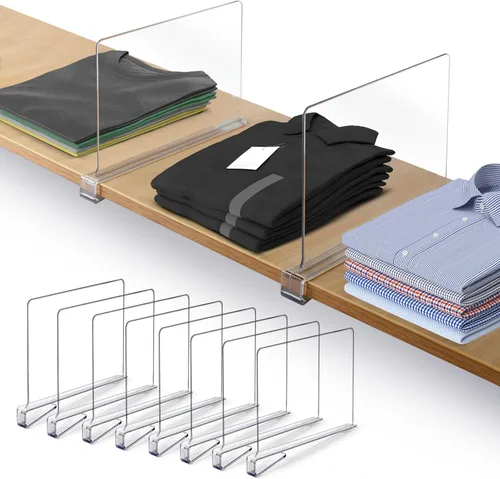 Miniatura 8 de Paquete de 8 separadores de estantes acrílicos para armario de 11 x 7.9 pulgadas, separadores acrílicos para estantes, separadores de estantes