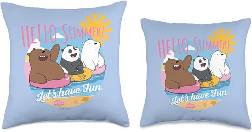 Miniatura 3 de Cartoon Network We Bare Hello Summer Grizz Panda Ice Bear - Almohada de 16 x 16 pulgadas, multicolor