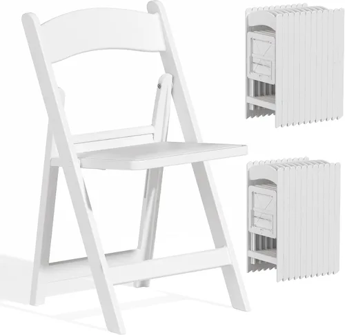 Miniatura 12 de Paquete de 4 sillas plegables de resina, sillas plegables de capacidad de peso de 650 libras con asientos acolchados, silla plegable ligera