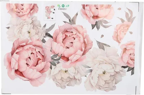 Miniatura 8 de Horoper Pegatinas de pared florales de peonía, calcomanías de flores de pared familiar, calcomanías de flores de peonía, carteles de pared florales