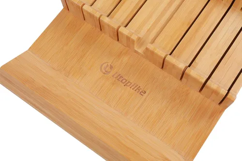 Miniatura 8 de Utoplike - Bloque de cuchillos para cajones de bambú, organizador grande de cajones de cuchillos de cocina, con asa, soporte para cuchillo de carne