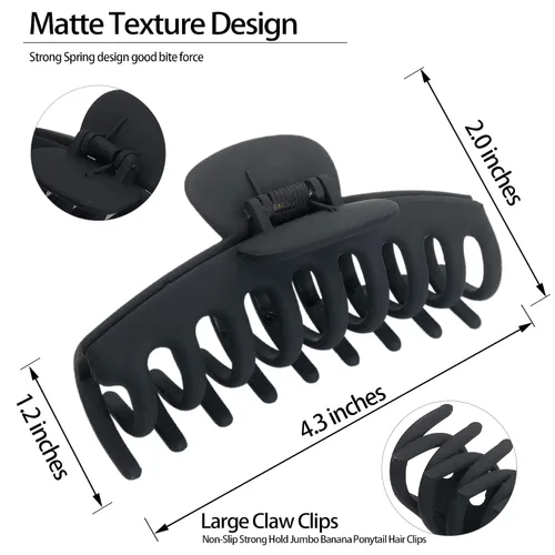 Miniatura 2 de OWIIZI Pinzas grandes para el cabello para mujer, 4.3 pulgadas, diseño de leopardo mate, pinzas para el pelo jumbo, antideslizantes, pinzas