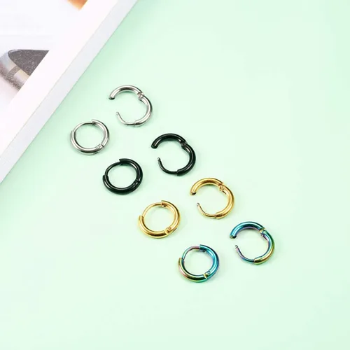 Miniatura 2 de Aretes de aro de acero inoxidable quirúrgico de 0.315in0.394in0.472in para mujeres y hombres, Acero inoxidable