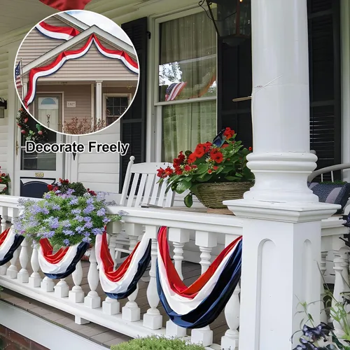Miniatura 4 de Decoraciones patrióticas para interiores y exteriores, 2 x 20 pies, pancartas de rayas rojas, blancas y azules, decoraciones patrióticas de Estados