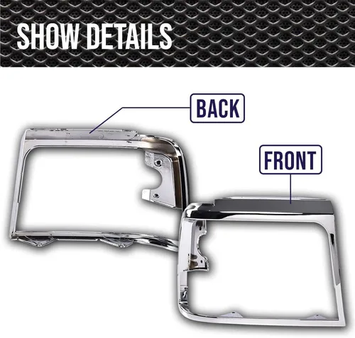 Miniatura 5 de PIT66 Puertas de marco de faros delanteros, compatible con Ford F150 F250 1992-1996 plateado cromado