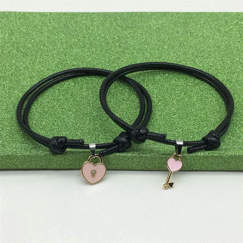 Miniatura 7 de MileHouse - Pulsera de moda para niñas y mujeres, 1 pieza de bisutería con cierre de llave, diseño de corazón, color negro