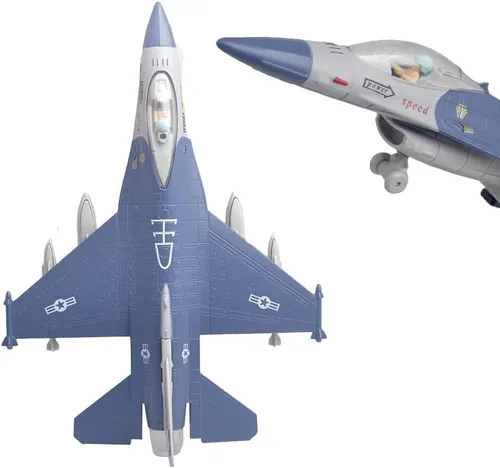Miniatura 5 de Ailejia Diecast F 16 Fighting Falcon modelo de avión avión Ejército de la Fuerza Aérea Juguetes Militar Avión Tire hacia atrás con luces y sonidos