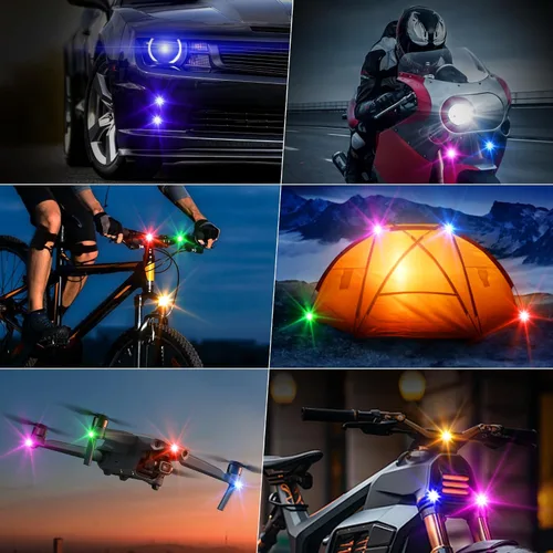 Miniatura 7 de Luces estroboscópicas RGB LED inalámbricas para aviones con control remoto, 8 colores, 10 modos de parpadeo, carga USB, luces anticolisión