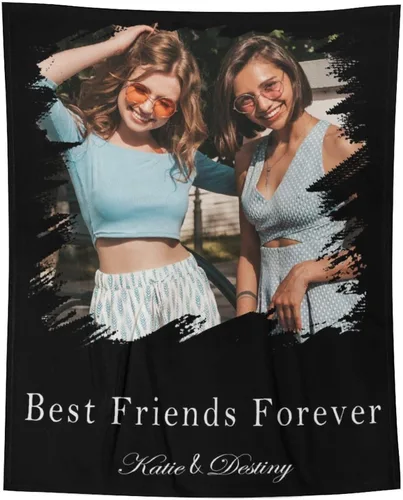 D-Story Manta personalizada con fotos, texto, Manta personalizada con imagen, texto o fotos para mejores amigas, hermanas, regalos para cumpleaños,