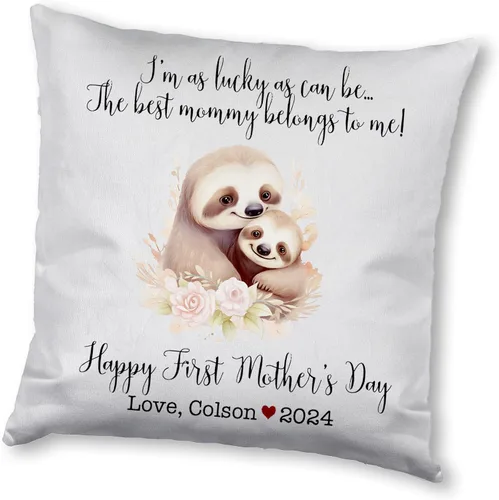Miniatura 7 de Mother's Day Sloth, First Mother's Day Custom Pillowcase, Personalized Mother's Day Pillowcase, Gift for Mom, Home Decor