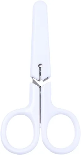 Mini tijera de color blanco portátil de acero inoxidable, tijeras de regalo de papelería portátil para manualidades y manualidades