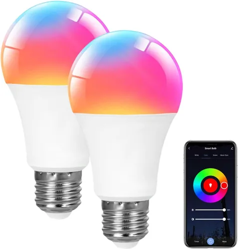 Miniatura 9 de Bombilla inteligente A19, 9 W, 900 lúmenes, RGB+CCT, 16 millones de colores vibrantes para bricolaje, sincronización de música a través de Tuya