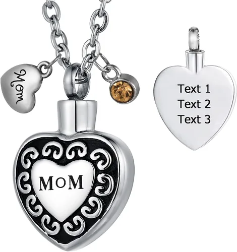 Miniatura 8 de Collar de urna conmemorativa de acero inoxidable para cenizas con texto en inglés "Dad in Heart", Acero inoxidable