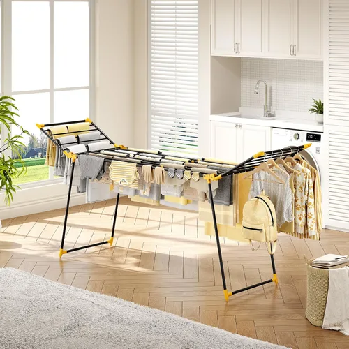 Miniatura 6 de APEXCHASER Tendedero plegable para ropa de cama, toallero, resistente, para uso en interiores y exteriores, 21.9 pulgadas de ancho x 100 pulgadas