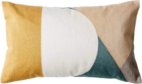 Miniatura 13 de vctops Funda decorativa para cojín con detalles de penachos geométricos estilo bohemio, funda de almohada cuadrada bordada en algodón para sofá
