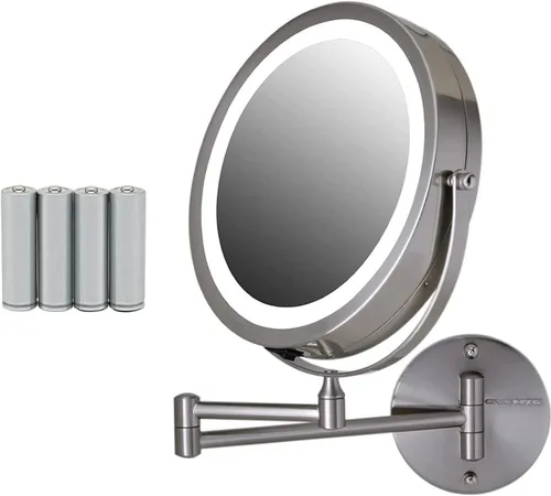 Miniatura 22 de OVENTE Espejo de maquillaje iluminado para montaje en la pared, espejo de tocador de doble cara de 7 pulgadas con aumento 1X/7X para baño con luces