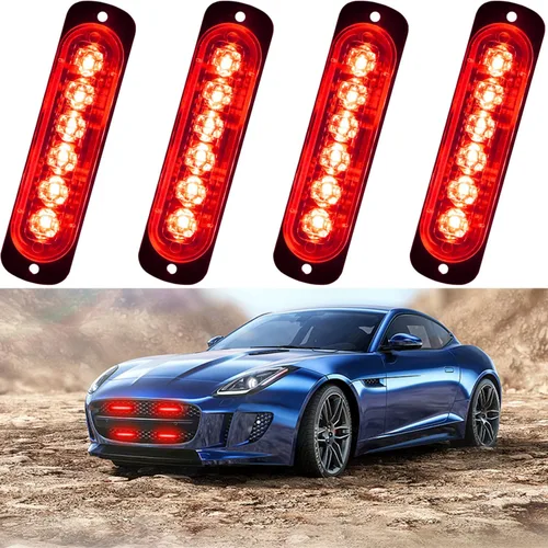 Miniatura 7 de Luz estroboscópica de advertencia para coche o camión (6 LEDS, ámbar/ámbar, 4 unidades)