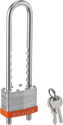 Candado con Llave, WULALACK Candado de Acero Laminado Resistente de 2 Pulgadas de Ancho con Grillete Ajustable, Candado de Grillete Largo con 2