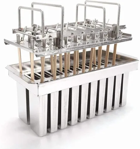 Miniatura 11 de Ecozoi Moldes y Estante de Acero Inoxidable para Paletas – 6 Moldeadores de Paletas de Hielo Cuadradas + 30 Palos de Bambú Reutilizables + 12 Sellos
