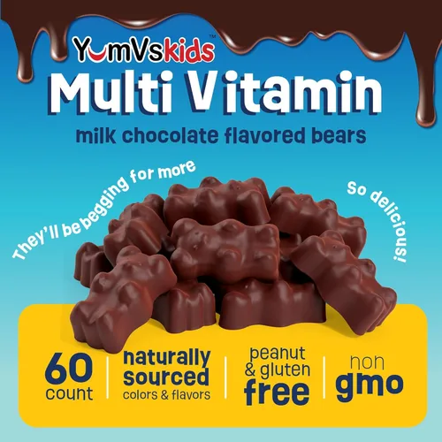 Miniatura 2 de YUM-V'S - Osos de chocolate masticables multivitamínicos para niños - Suplemento multivitamínico para niños - 16 vitaminas y minerales - Vitaminas