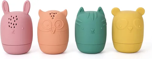 Juguetes de baño de silicona, juguetes de bañera exprimibles para niños de 6 a 12 a 18 meses, juguetes de baño aptos para niños, juguetes de baby