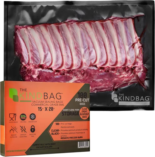 The Kind Bag Bolsas de sellado al vacío para alimentos; grado alimenticio, sin BPA y aptas para congelador; herméticas, sin olor y sin humedad;