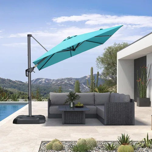 PURPLE LEAF Sombrilla de Patio de 8 Pies para Exteriores Sombrilla Cantilever Cuadrada de Aluminio Sombrilla Offset con Rotación de 360 Grados para