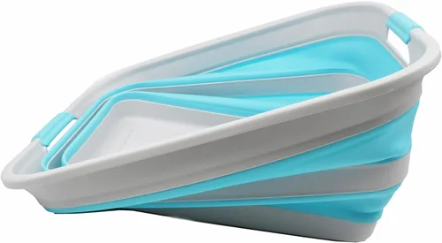 Miniatura 3 de SAMMART Cesta plegable de plástico para la ropa sucia de 42 litros – Contenedor de almacenamiento plegable y organizador – Tina de lavado portátil