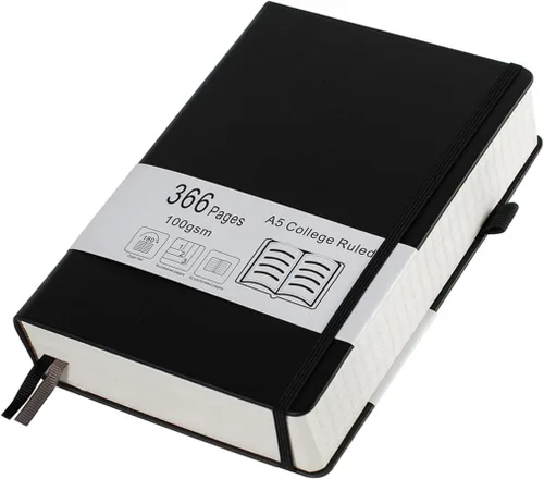 Cuaderno grueso de rayas universitarias con 366 páginas numeradas, diarios A5 para escribir con papel rayado de 100GSM, cuadernos de cuero de tapa
