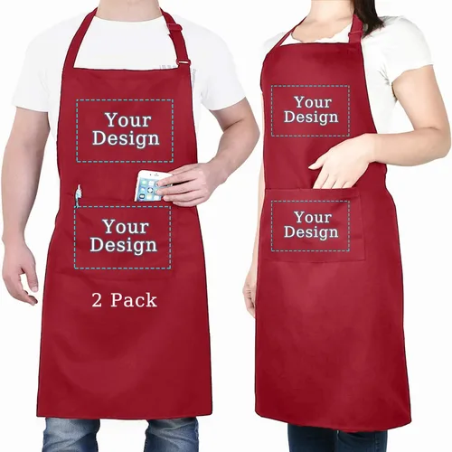 Miniatura 16 de BeautyWill Delantal personalizado personalizado para hombres y mujeres, delantal de cocina personalizado con bolsillos, nombre, texto, logotipo