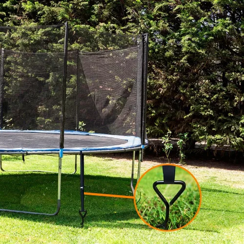 Miniatura 8 de Eurmax USA Estacas para Trampolín de Servicio Pesado Partes de Trampolín Estacas de Acero con Forma de Sacacorchos Kit de Anclaje con Gancho en T