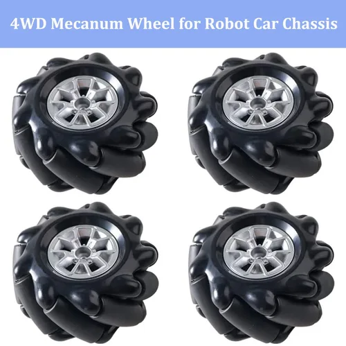 Miniatura 8 de Chasis de automóvil inteligente de metal 4WD, MC100 Control remoto Omnidireccional Rueda Robot Plataforma Kit de automóvil con rueda Mecanum de Azul