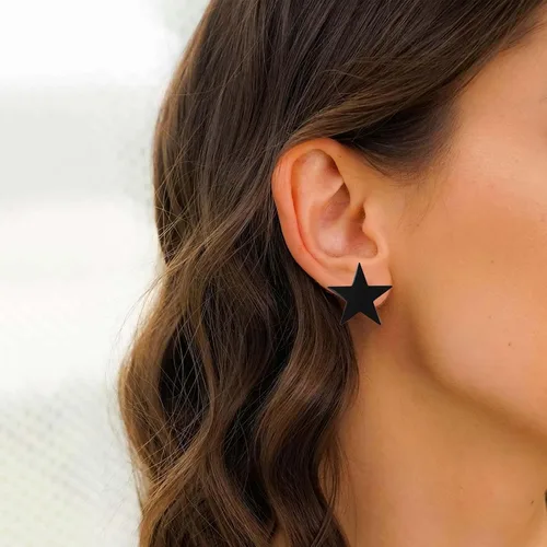 Miniatura 3 de Aretes de clip para mujer, aretes sin perforar, aretes de estrella, hipoalergénicos, ligeros, de acero inoxidable, geométricos