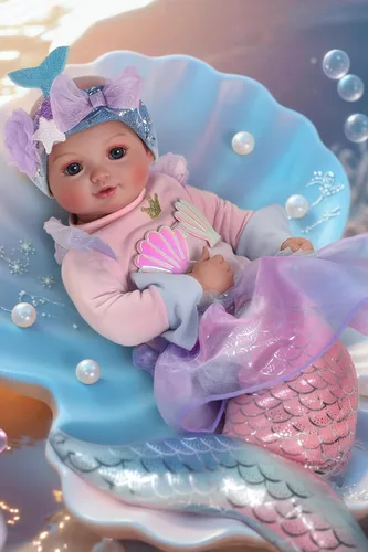 BABESIDE Muñeca bebé de sirena para niña, muñecas de bebé suaves realistas de 15 pulgadas con cola de sirena brillante y accesorios, lindos juguetes